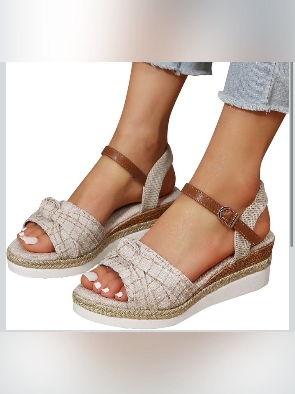 Wedge Espadrille Sandals w/Teed Knot Top - Size 39/8